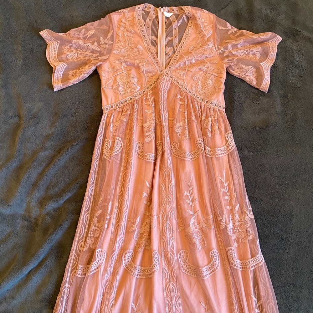 Pink Blush full length pink maternity dress